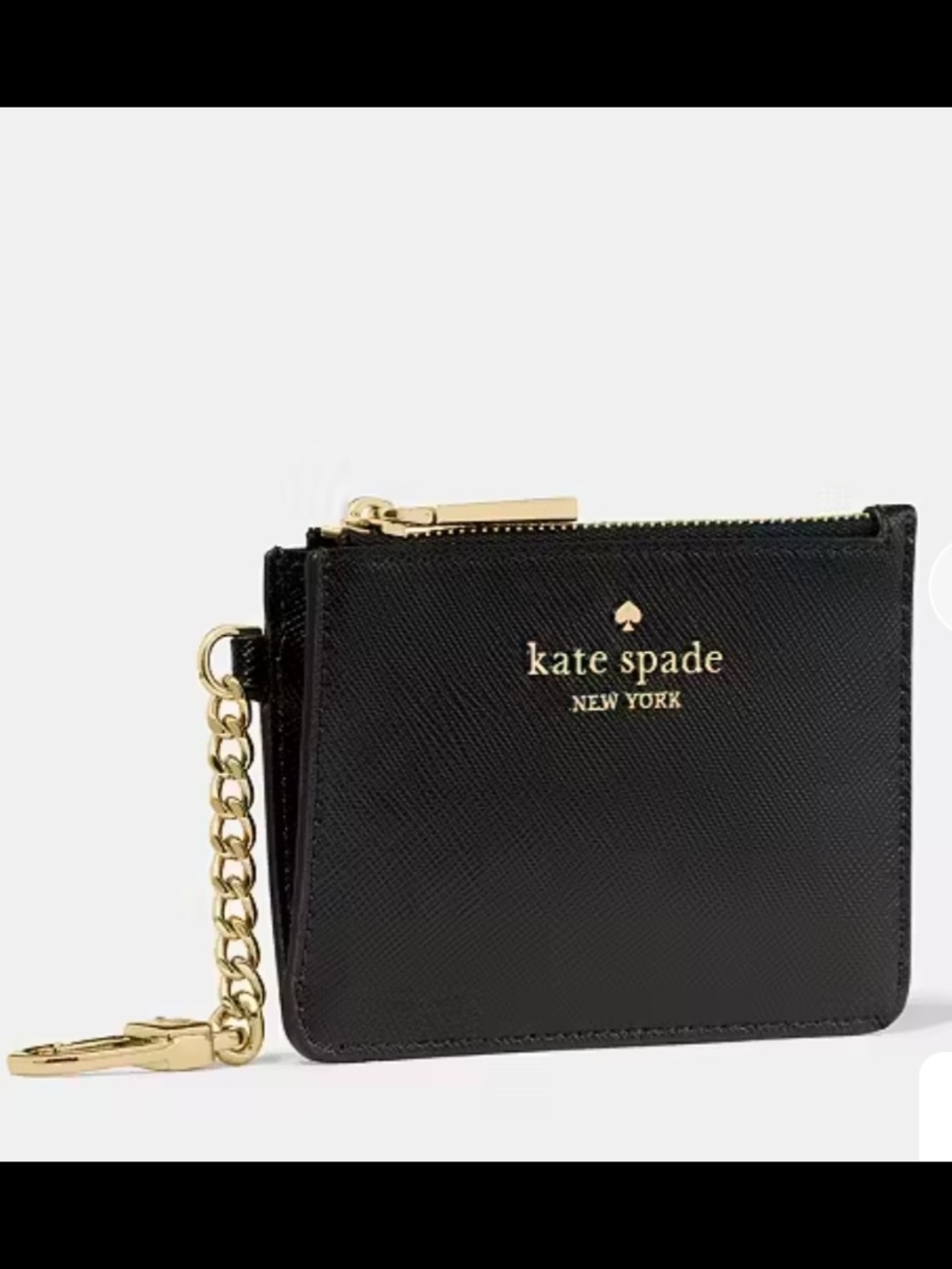 kate spade Black Leather Card Pouch with Gold Chain